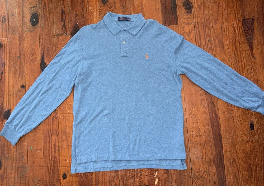 Polo Ralph Lauren Aqua Blue Long Sleeve Polo Golf Tennis Preppy Shirt XL